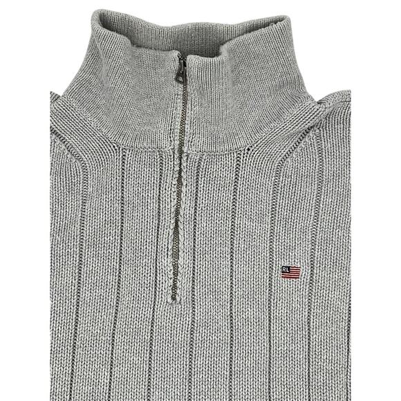 Polo Jeans Co. Ralph Lauren Men's Henley Pullover Chunky knit Seater in grey - Picture 3 of 9